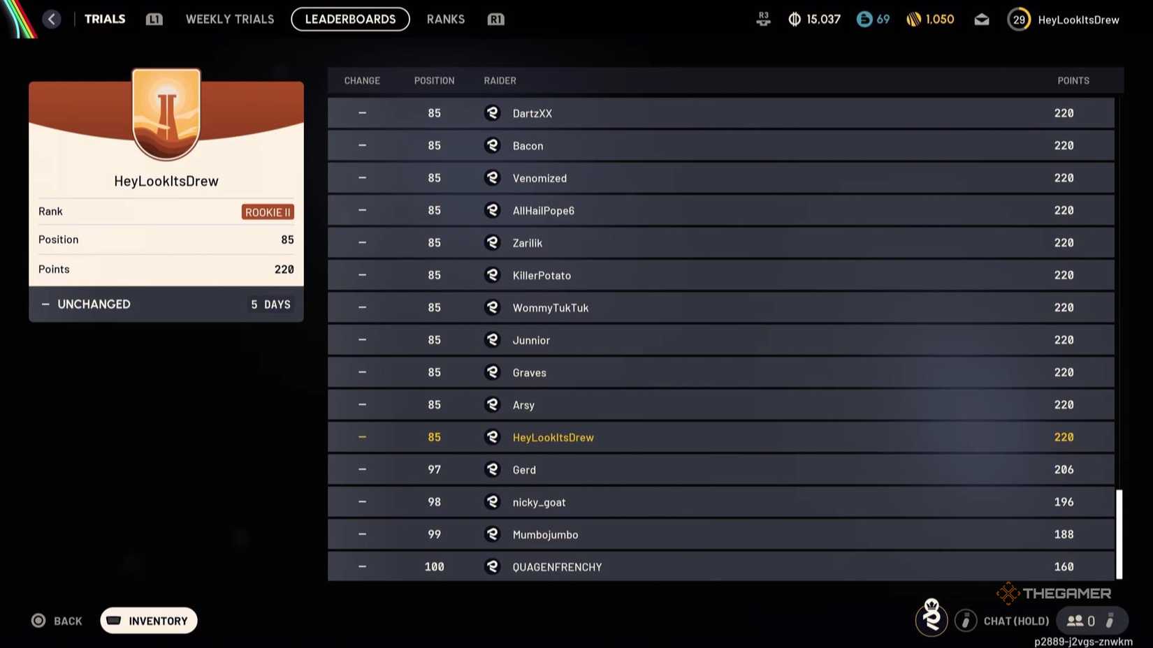 The Trials Leaderboards in Arc Raiders.