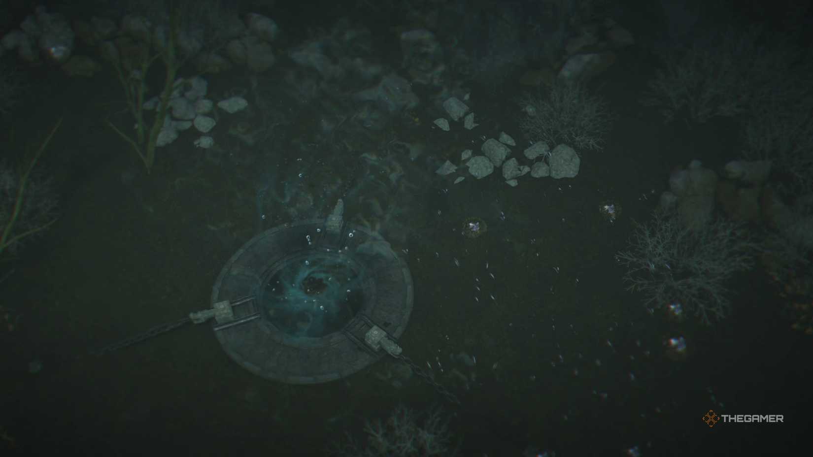 The water being drained from the lake in Where Winds Meet.