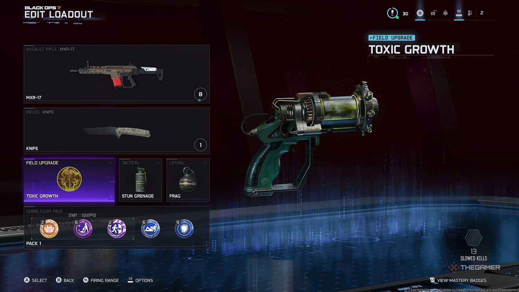 Toxic Growth in the edit loadout menu in Call of Duty Black Ops 7.