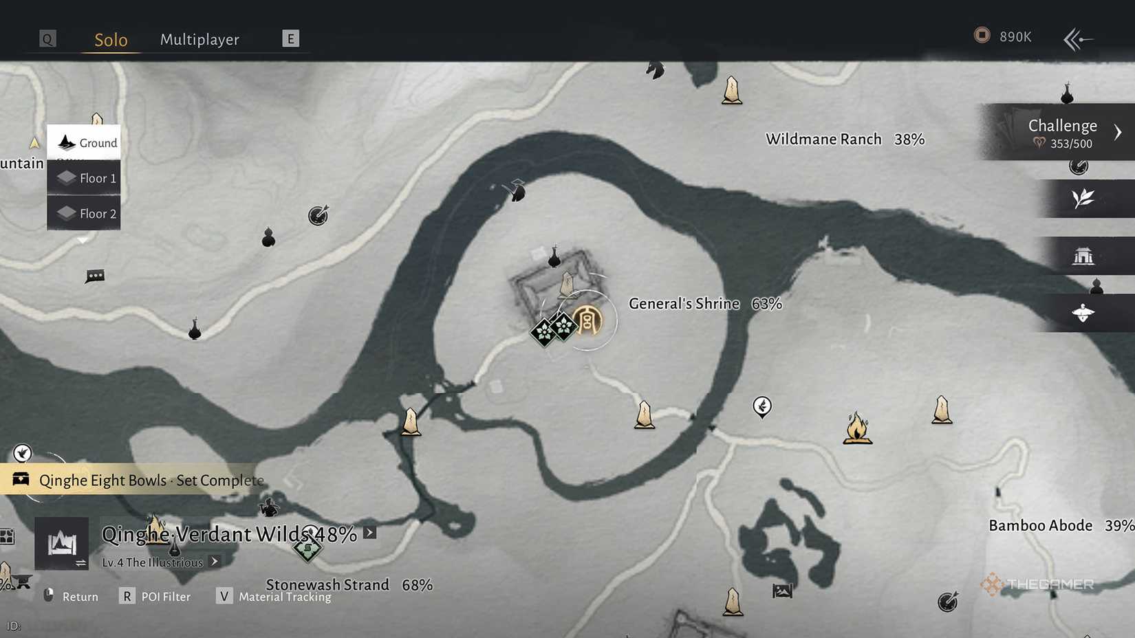 The location of the second clue's treasure in Where Winds Meet.