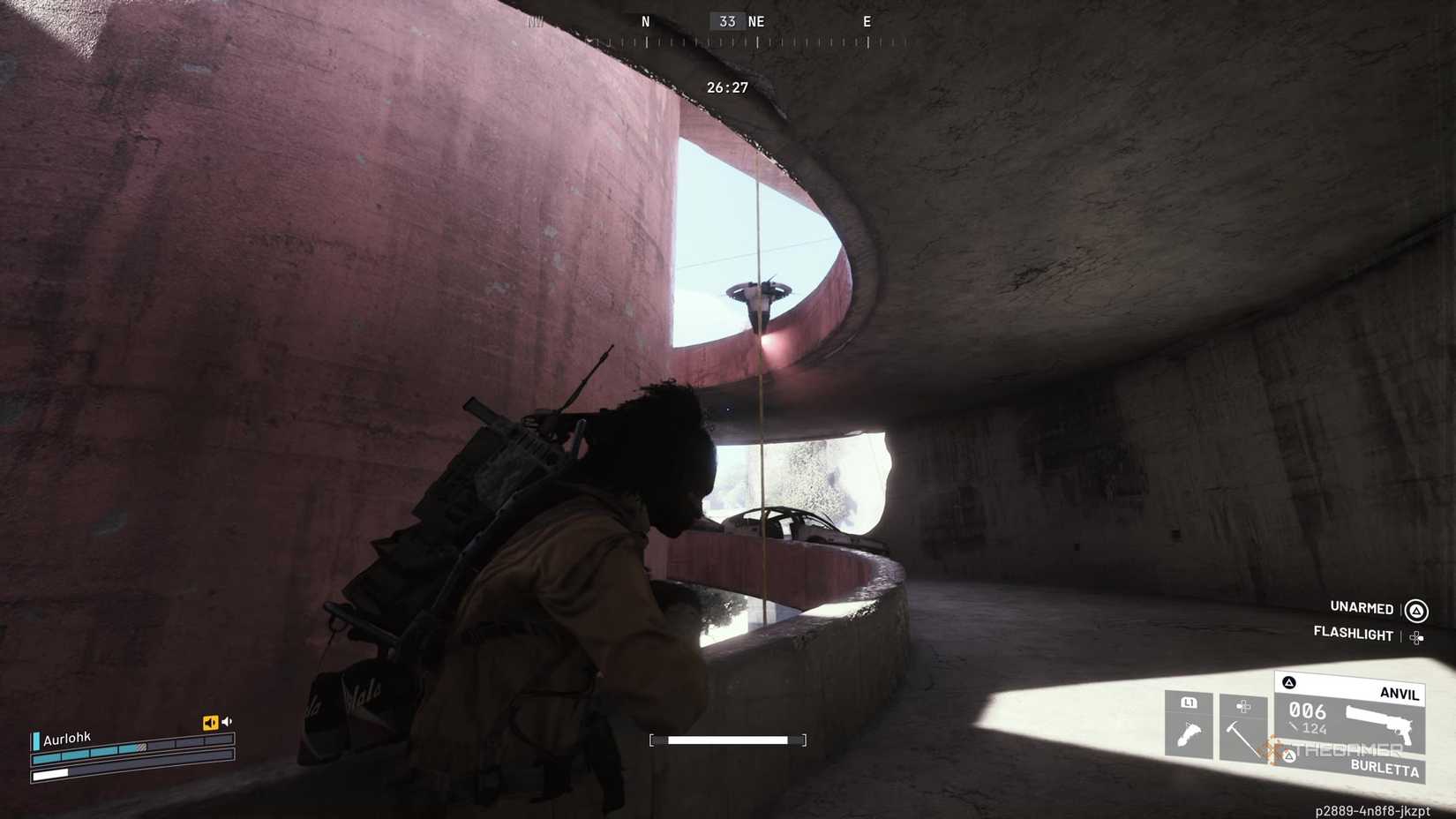 Player Raider hiding from a Spotter trying to find them in the Parking Garage in Arc Raiders.
