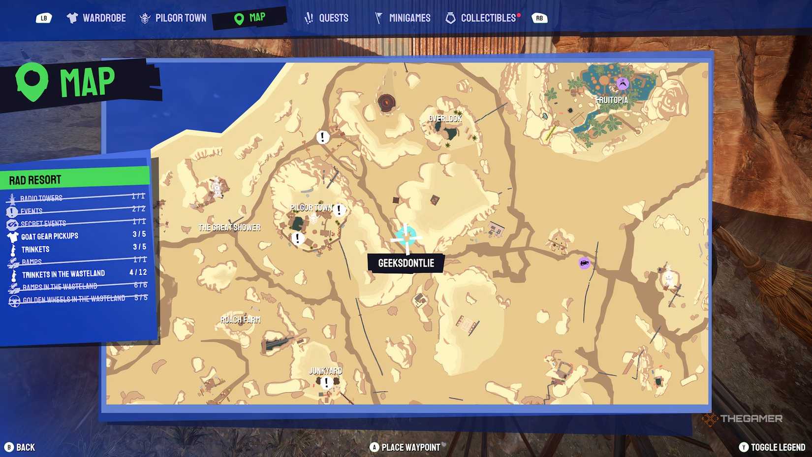 Wasteland ramp 12 location on the map in Goat Simulator 3.