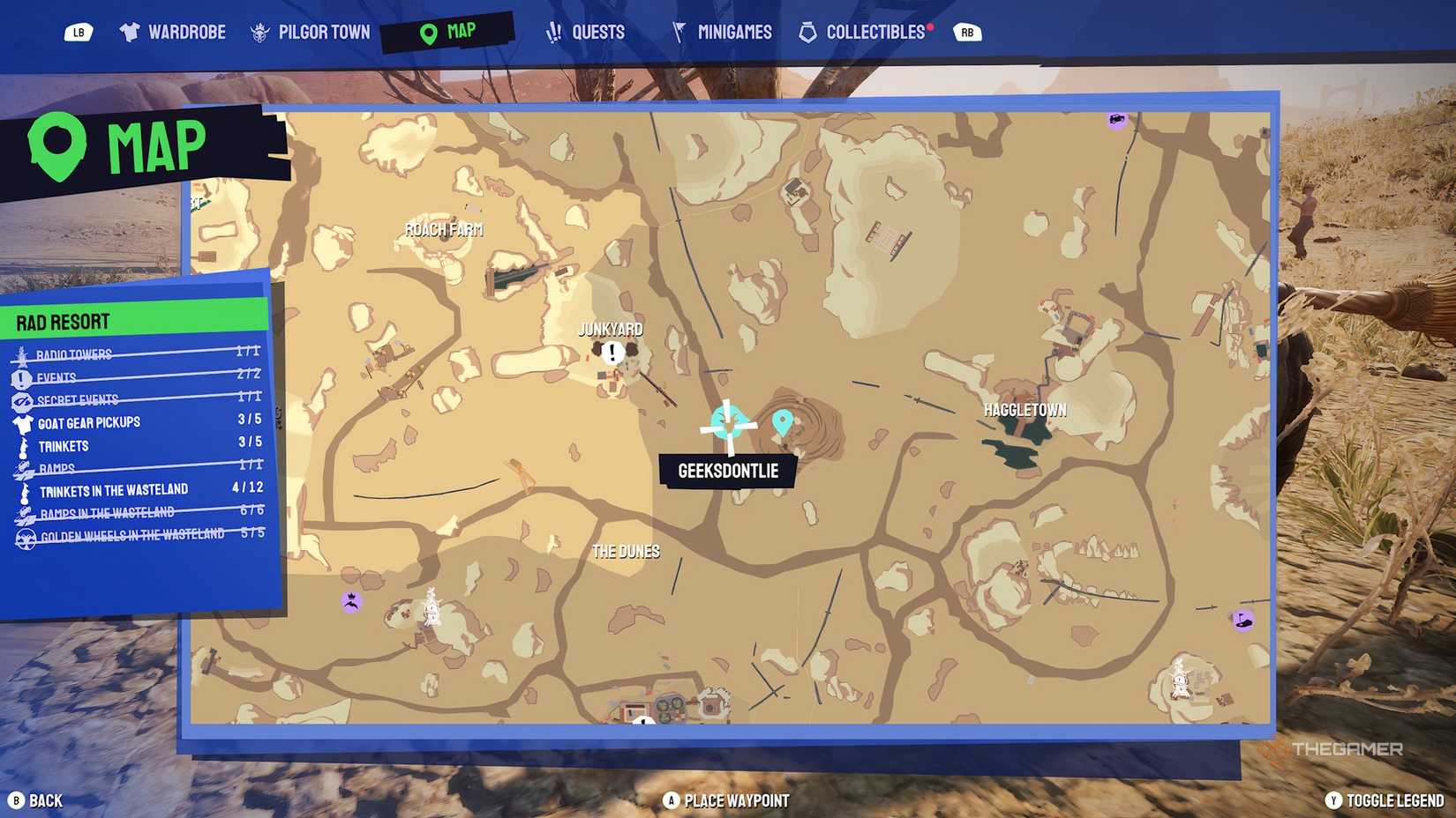 Wasteland ramp 15 location on the map in Goat Simulator 3.