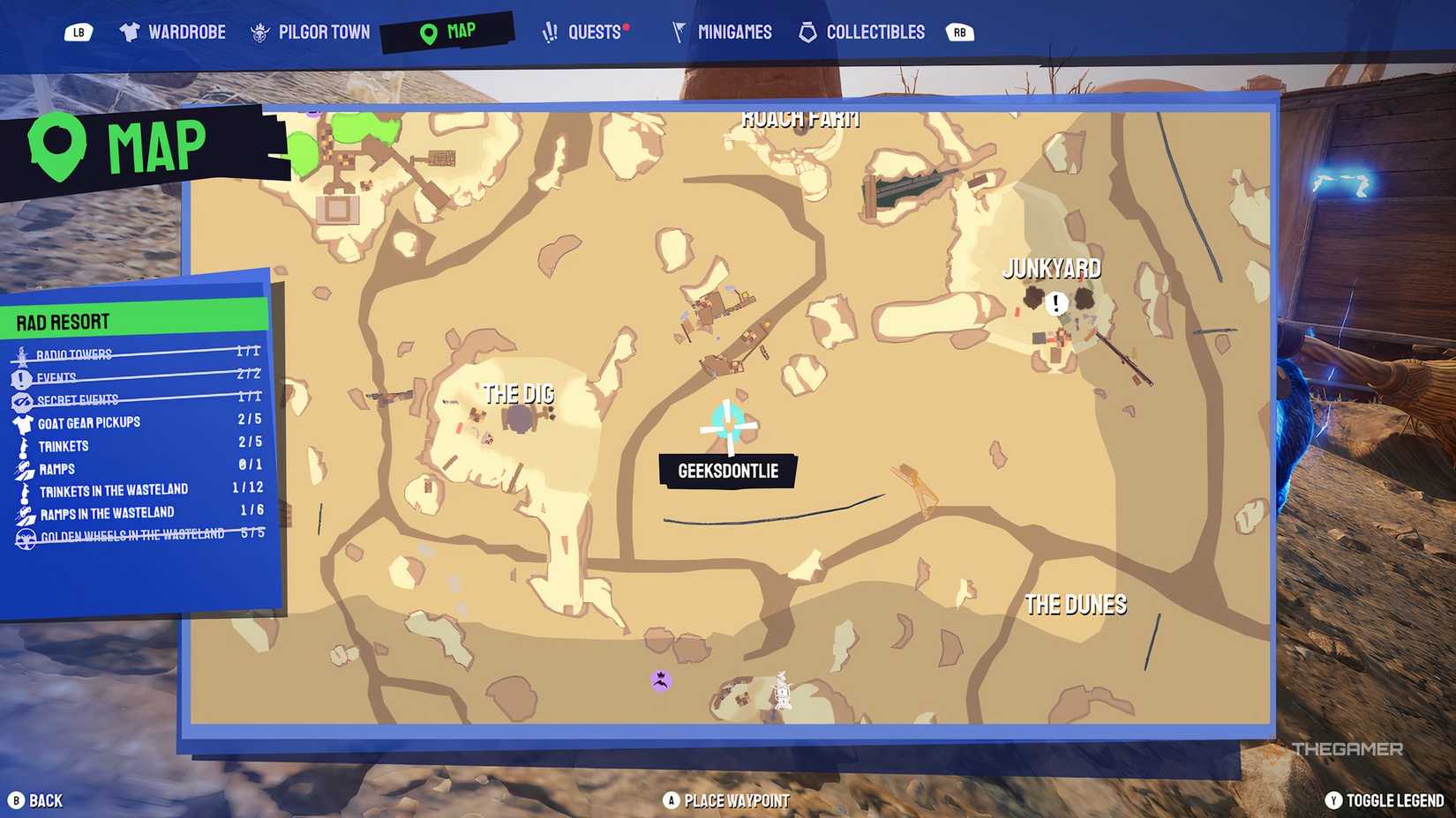 Wasteland Ramp 4 location on the map in Goat Simulator 3.