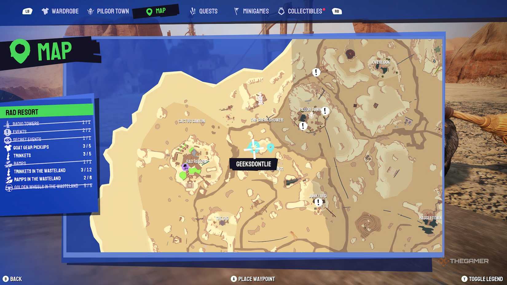 Wasteland ramp 5 location on the map in Goat Simulator 3.