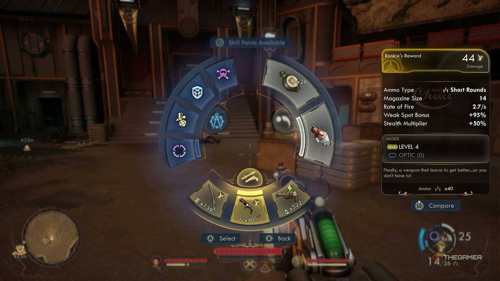 Weapon in wheel in The Outer Worlds 2.