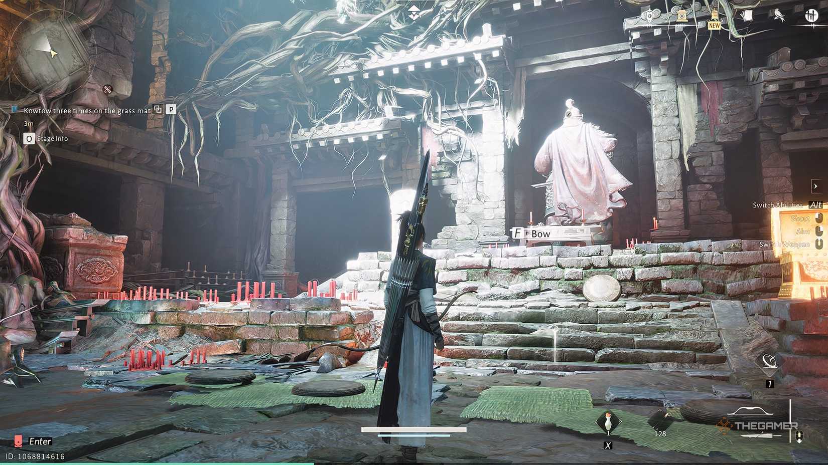 Where Winds Meet Facing the back of the General's shrine statue underground.