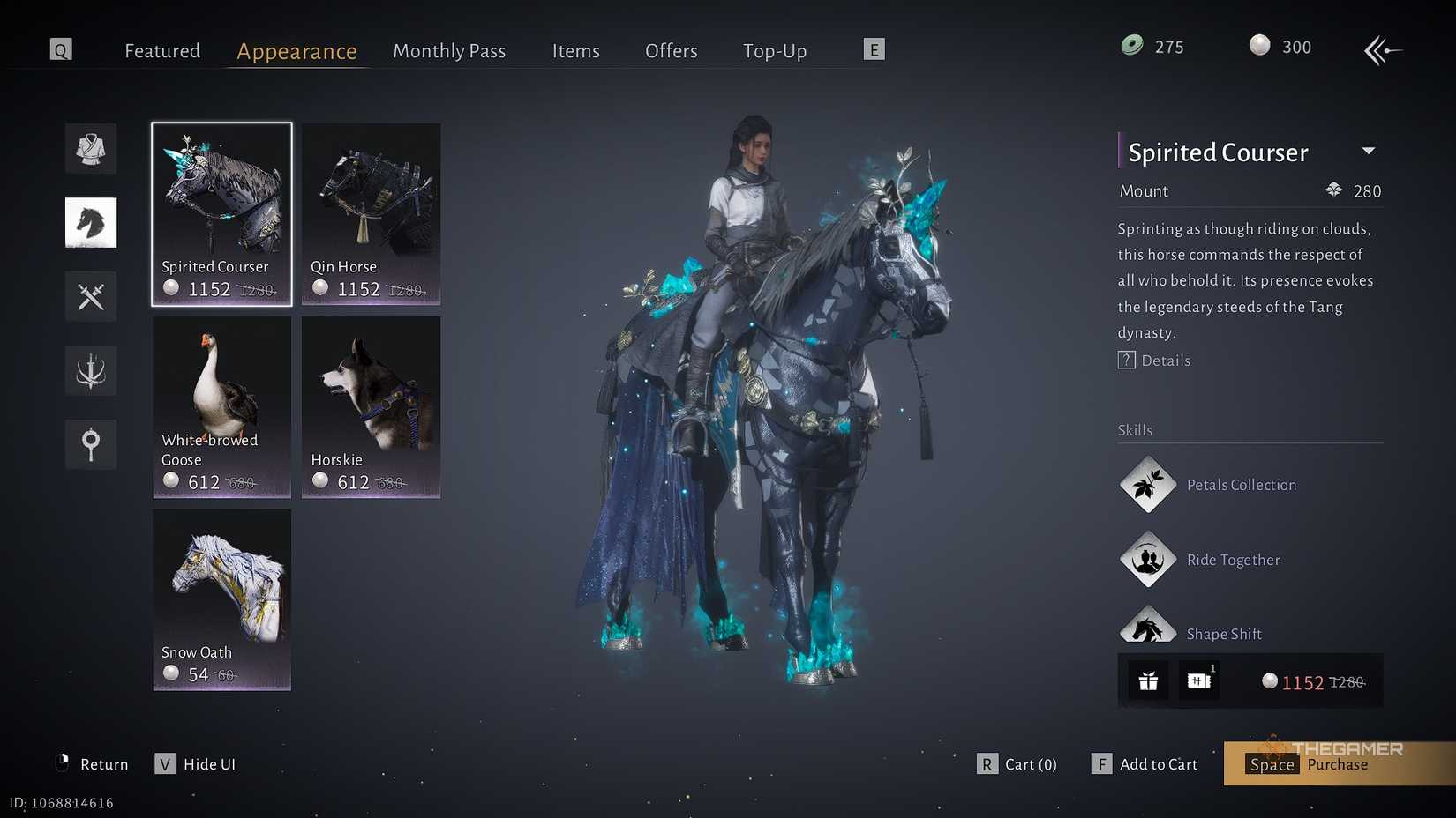 Where Winds Meet Gemstone horse in the mount menu.