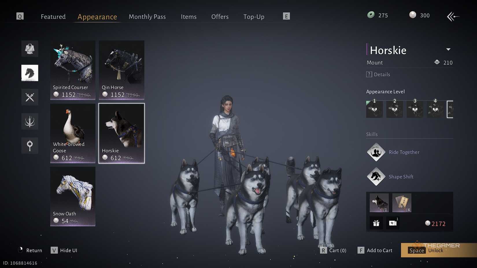 Where Winds Meet Leading five huskies in the mount menu.