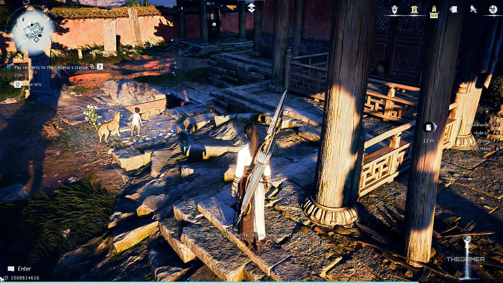 Where Winds Meet Looking at a gaping hole outside the General's Shrine.