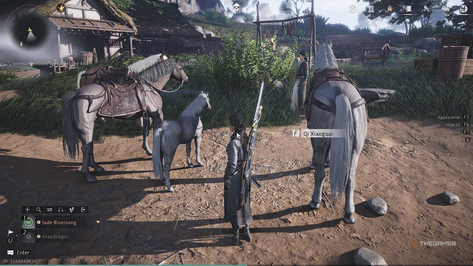 Where Winds Meet Looking at horses at the Ranch.
