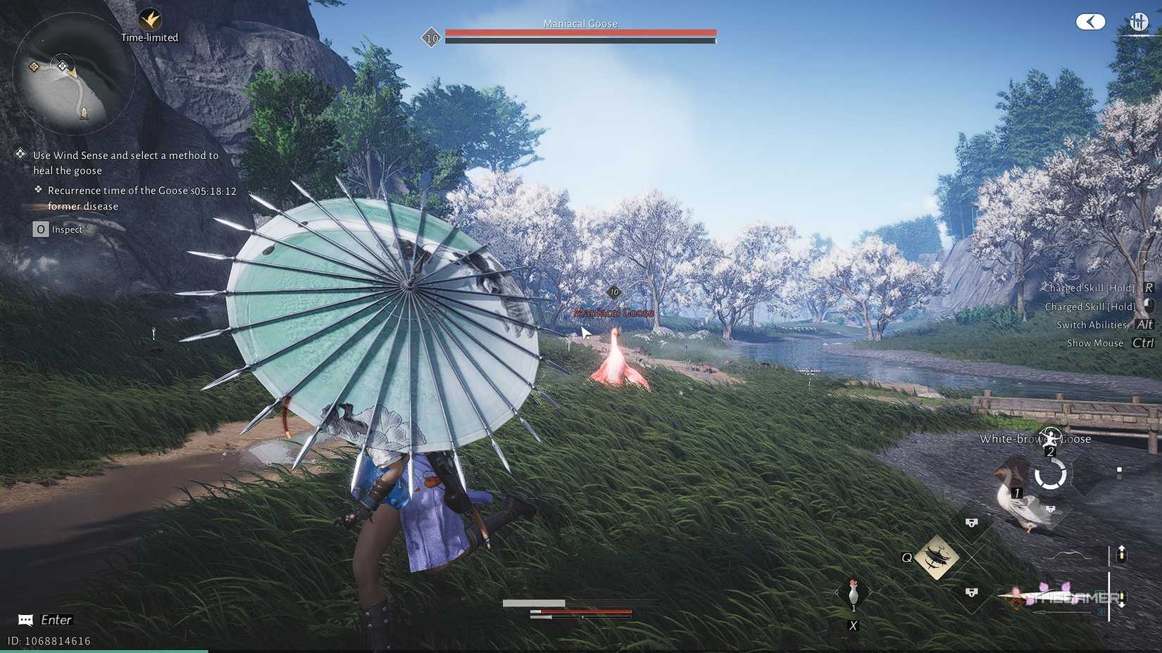 Where Winds Meet Maniacal Demon Goose boss running at the player by the river.