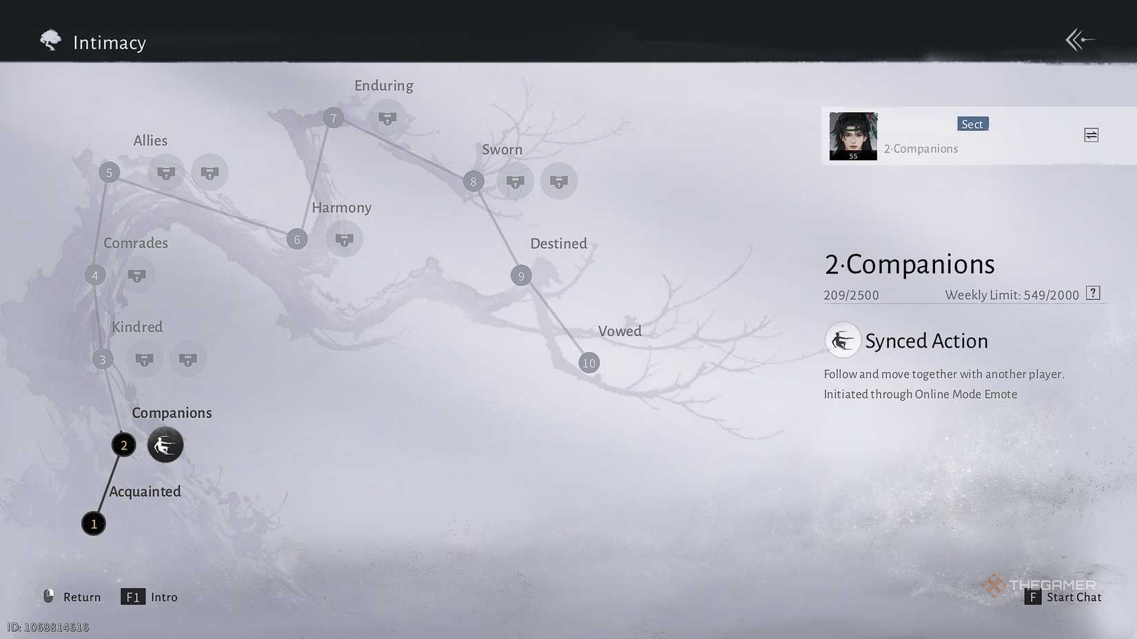 Where Winds Meet Player Intimacy Menu.