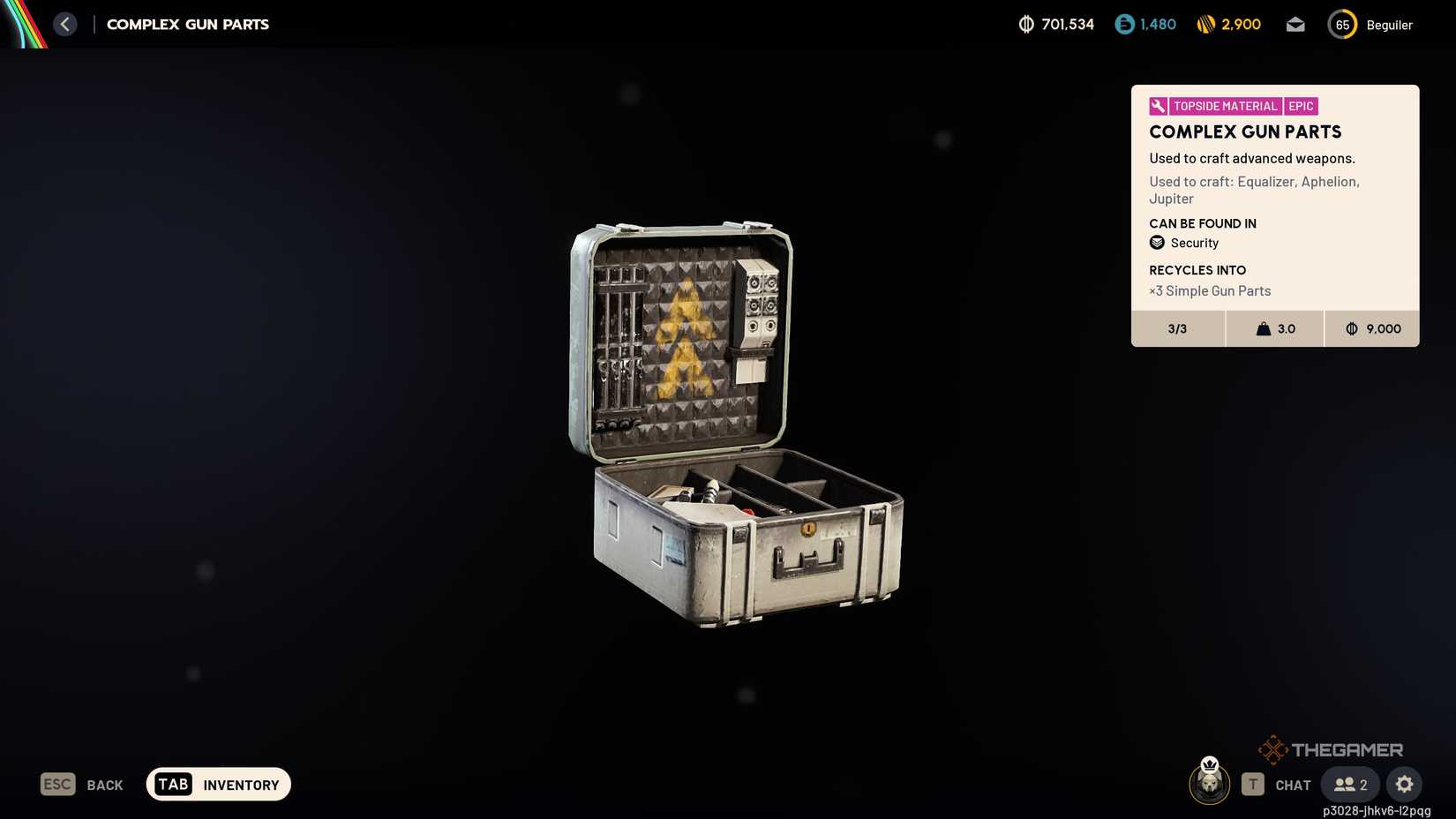 A player looking for Complex Gun Parts in Arc Raiders.