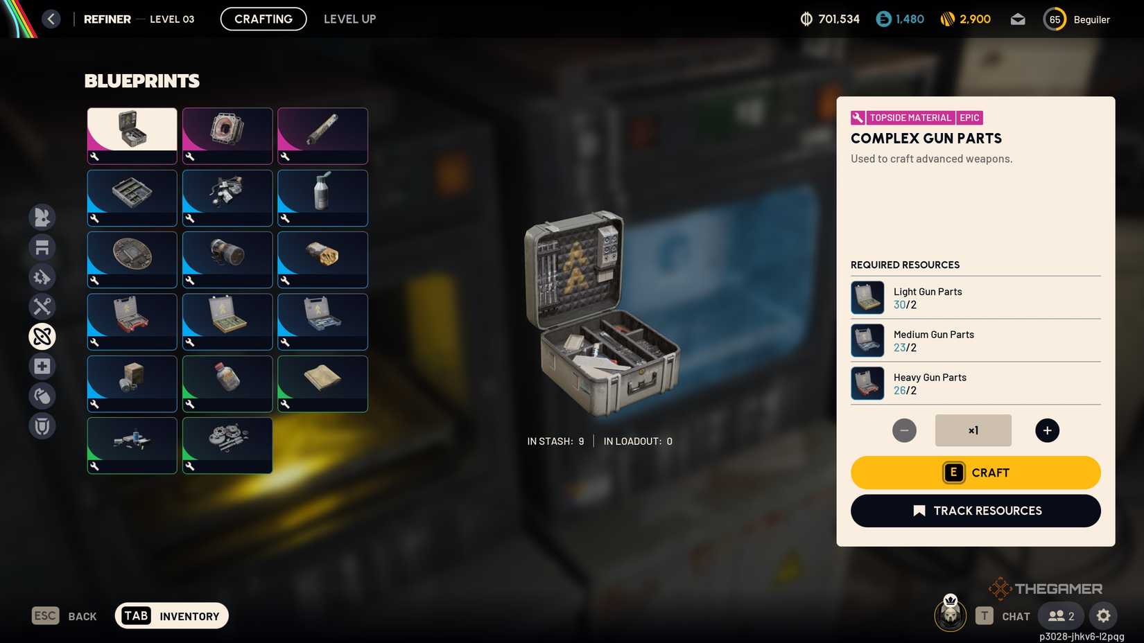 A player looking for Complex Gun Parts in Arc Raiders.