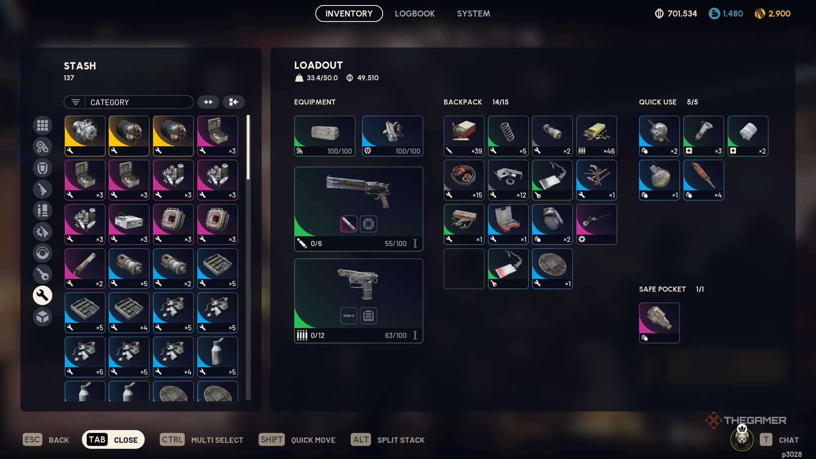 A player recycling safe materials in Arc Raiders.