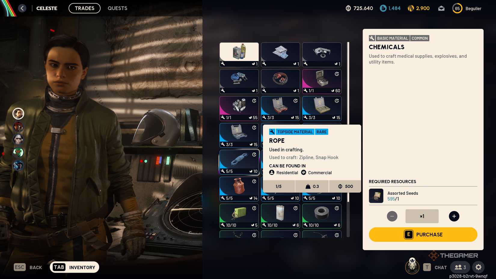 A player looking for Rope to craft a Snaphook in Arc Raiders.