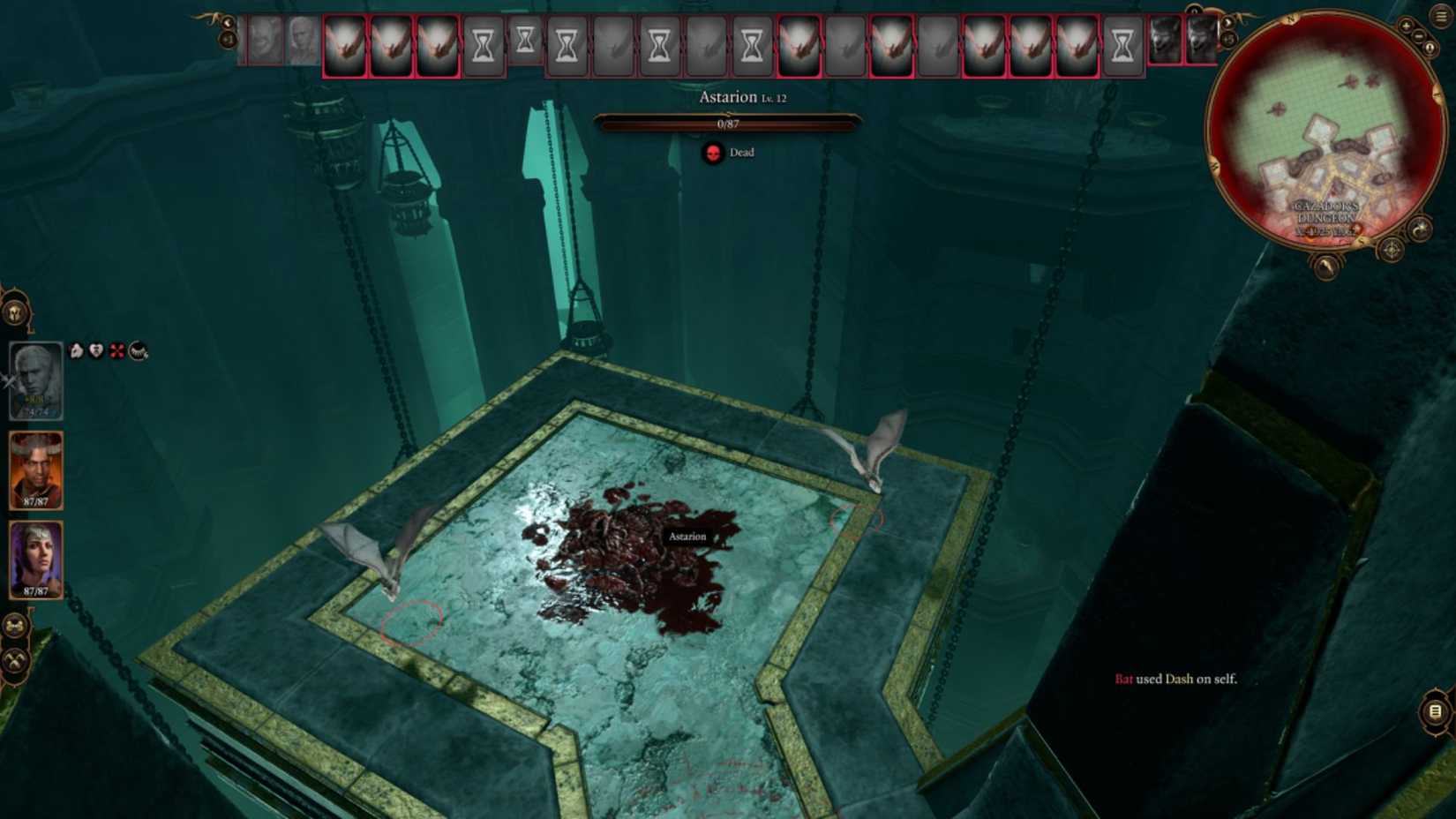 Astarion reduced to a pile of viscera due to Cazador's ritual in Baldur's Gate 3.