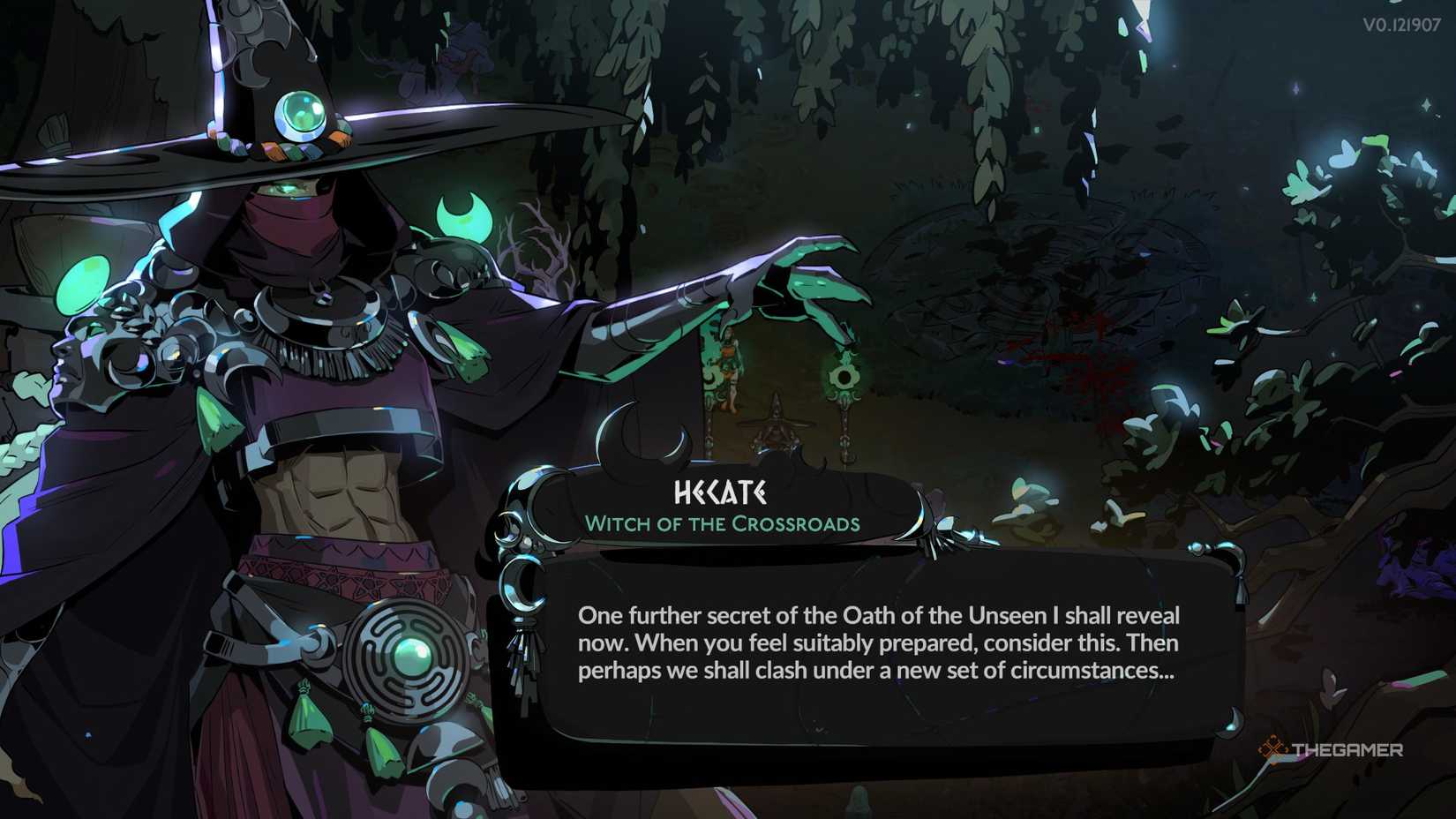 Hecate tells Melinoe about the Vow of Rivals in Hades 2.