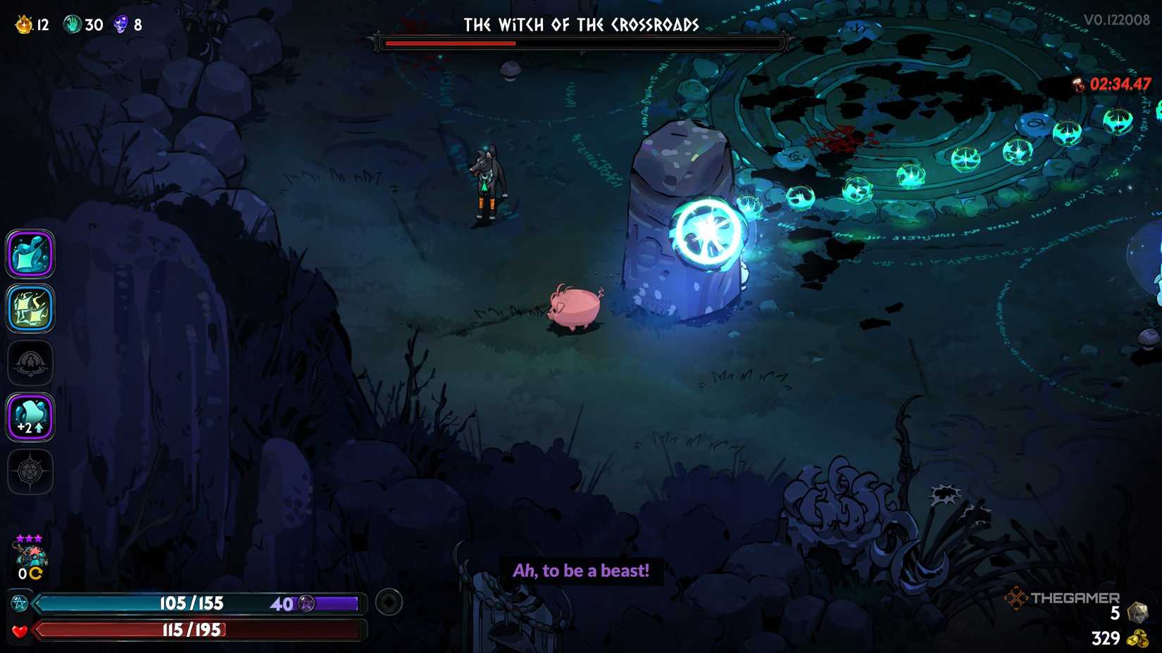 Melinoe is turned into a pig during the Hecate Unrivaled fight in Hades 2.
