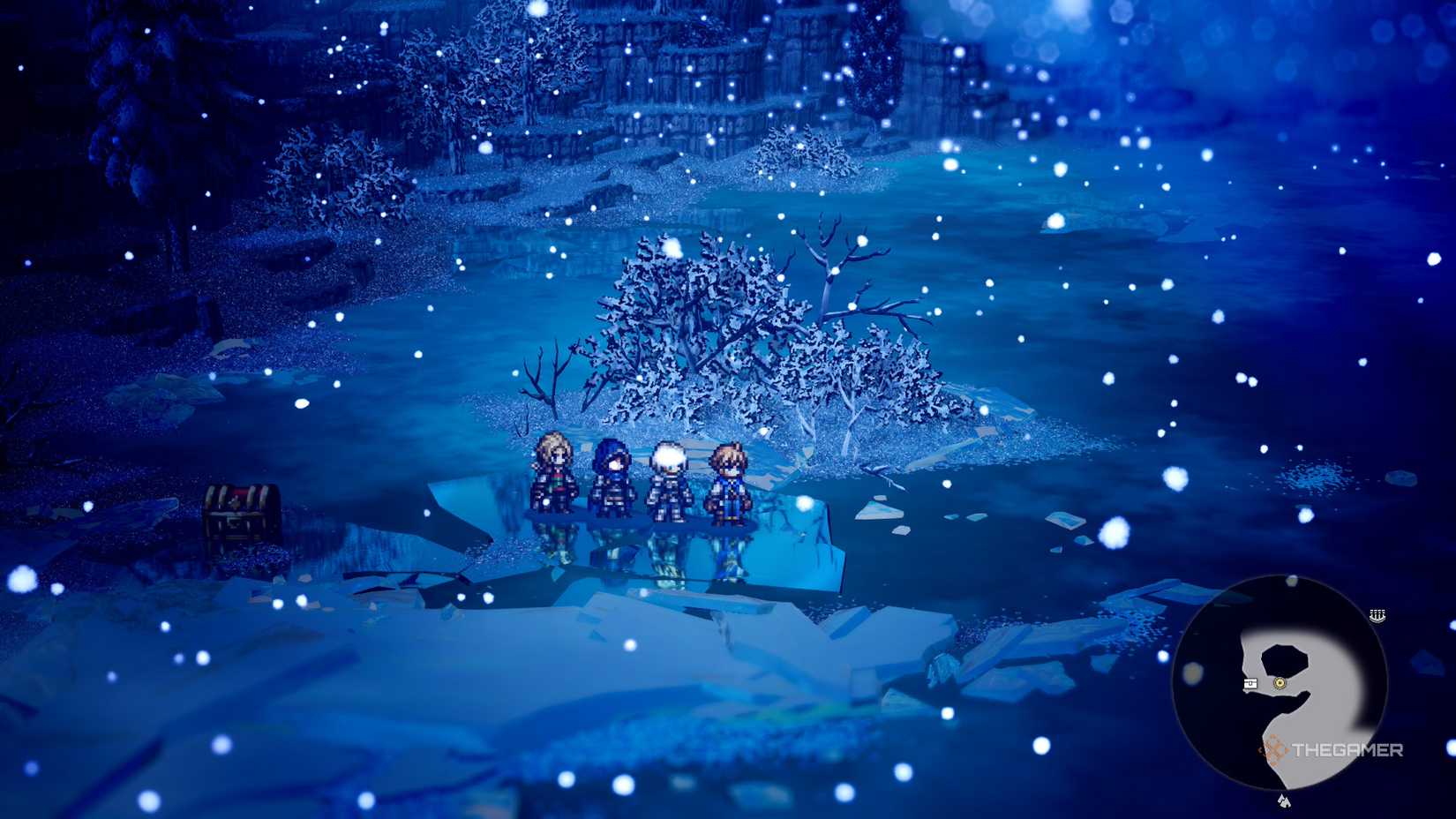 Crossing the ice in Octopath Traveler 0.