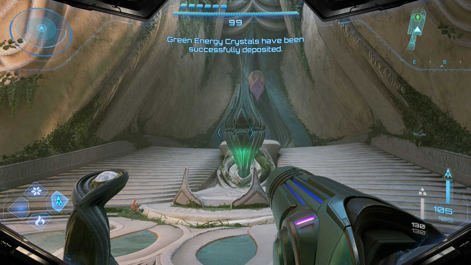Green Energy Crystal Altar In Metroid Prime 4: Beyond. 