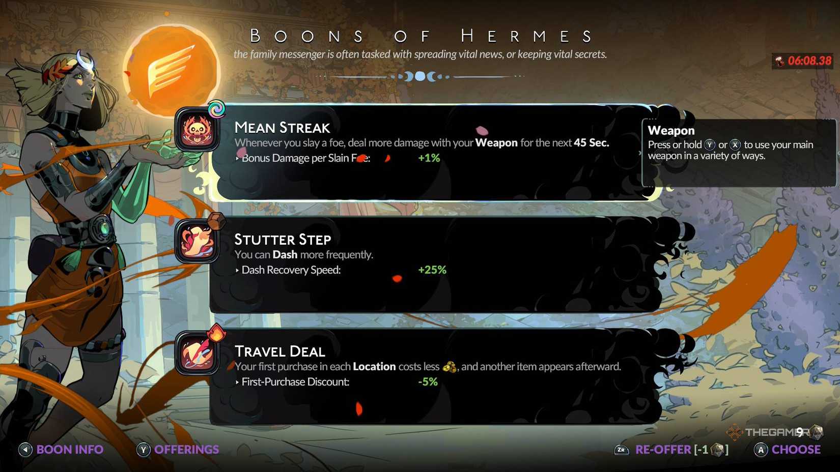 Hermes Boons in Hades 2.