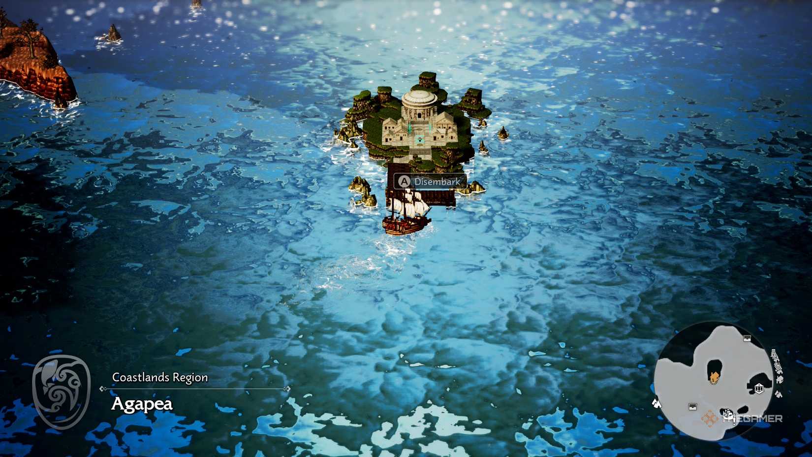 Agapea on the Octopath Traveler 0 map.