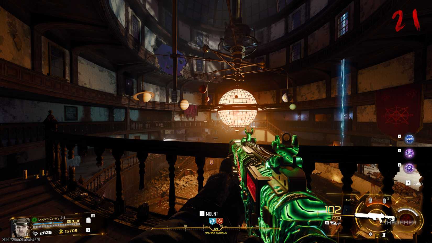 Black Ops 7 player looking at an empty pole in a planetarium.