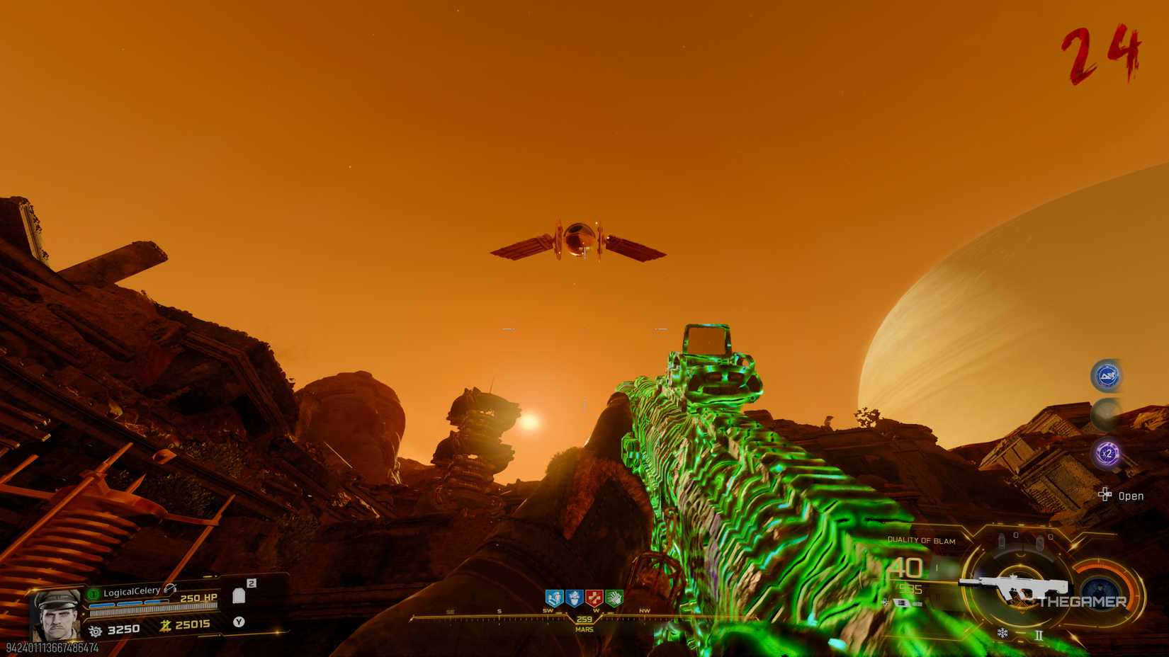 Black Ops 7 player looking at a floating scarab on Mars.