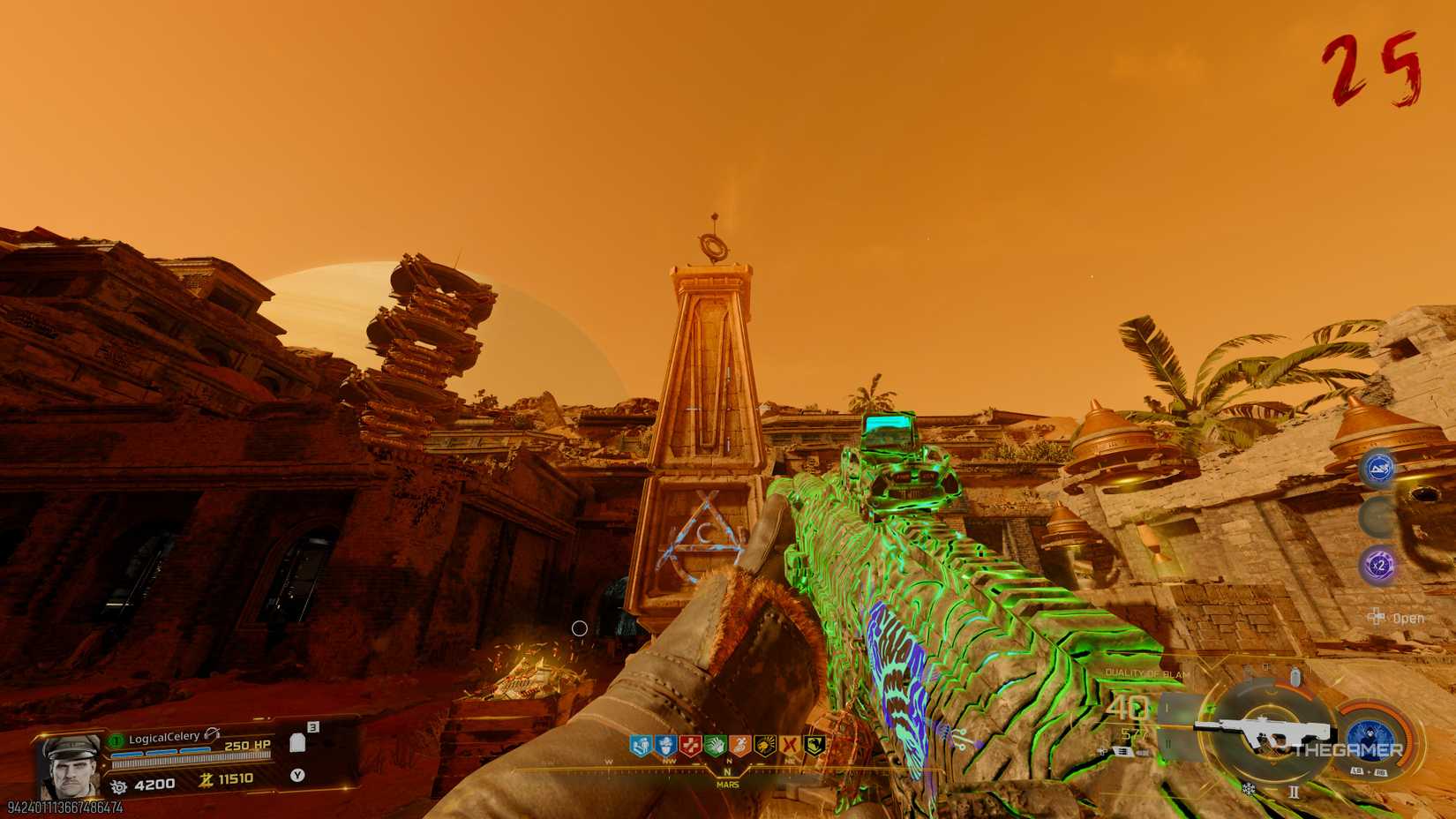 Black Ops 7 player looking at a Martian pillar.