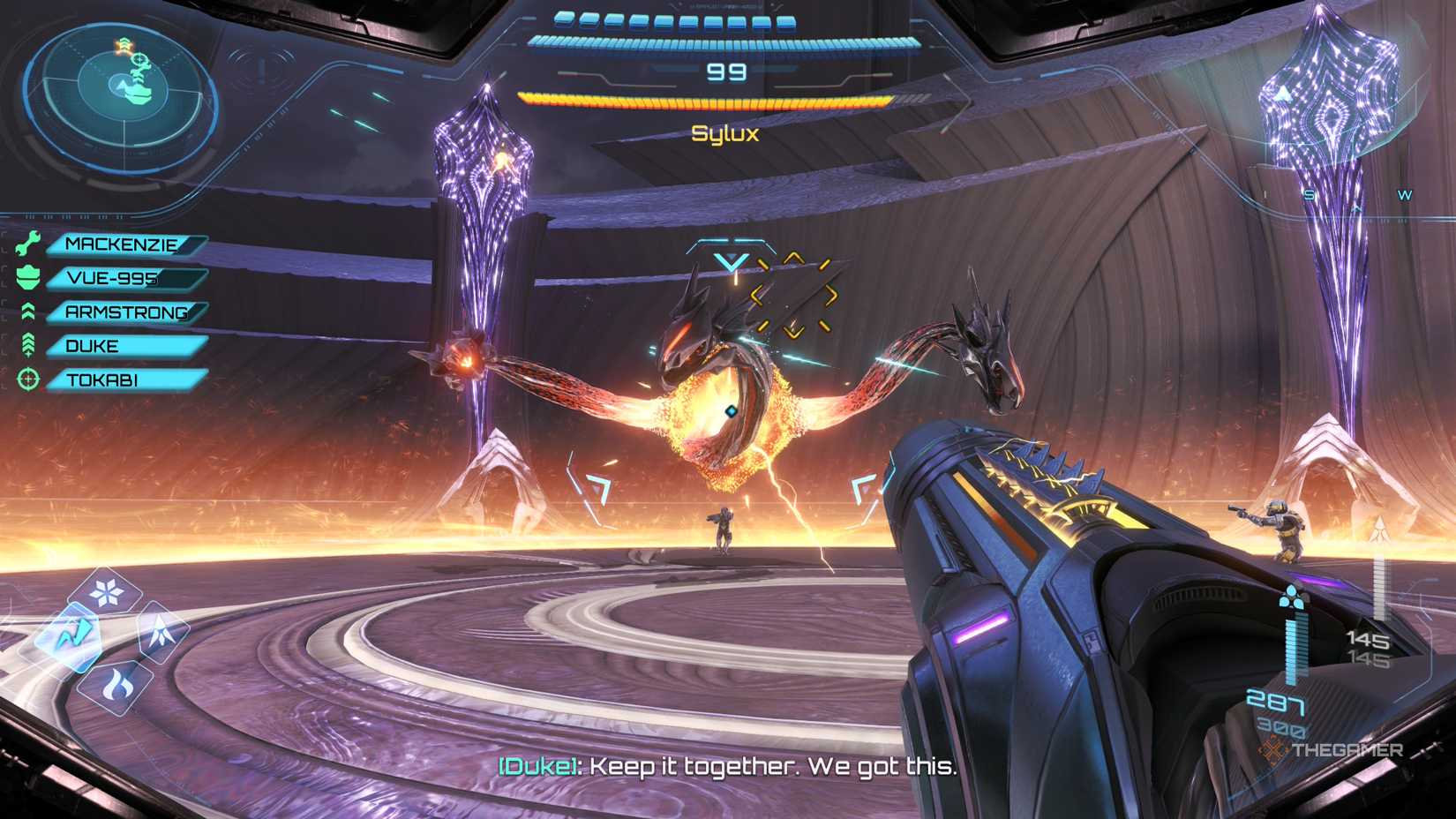 A player beating Sylux the final boss in Metroid Prime 4: Beyond.