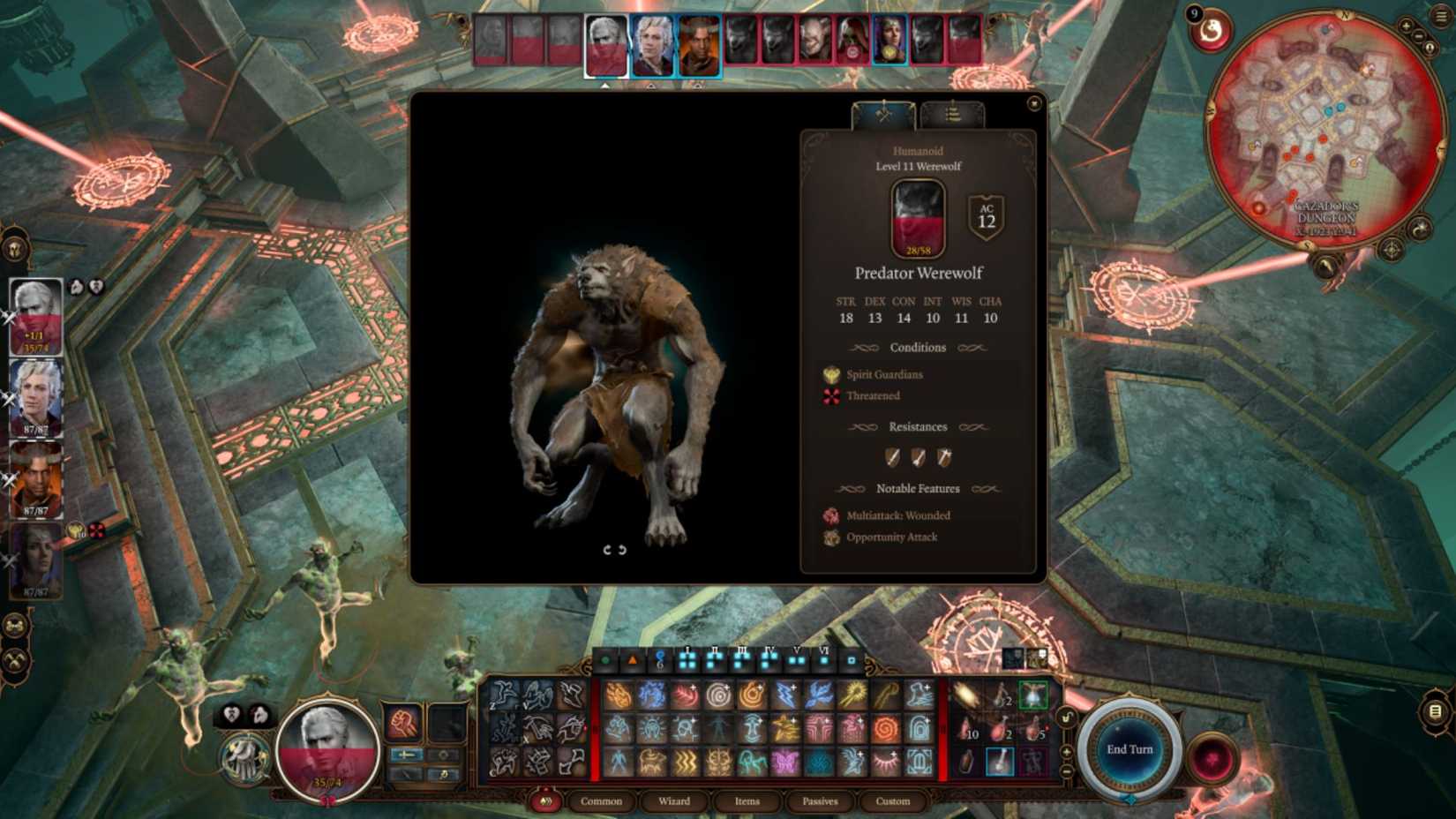 Stat block of Predator Werewolves in Baldur's Gate 3.