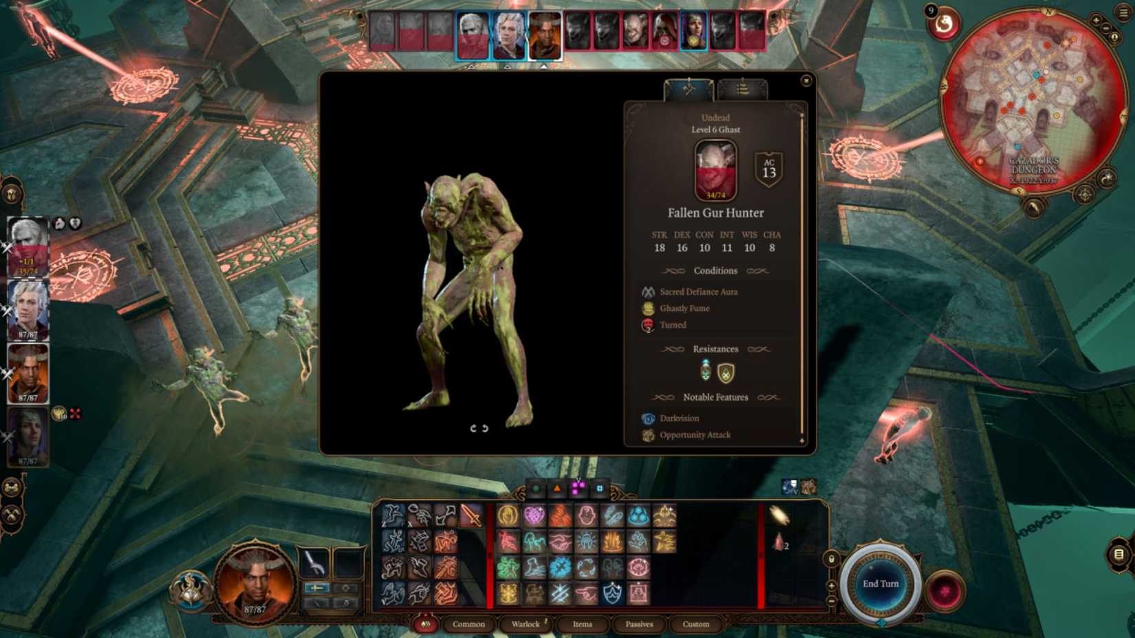 Stat block of Fallen Gur Hunters in Baldur's Gate 3.