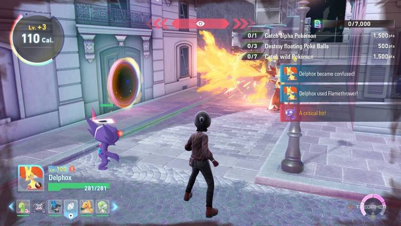 A character battling in Hyperspace Lumiose in Pokemon Legends Z A.