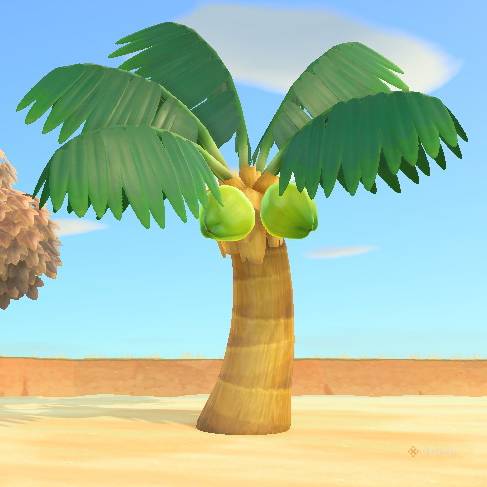 A coconut tree in Animal Crossing New Horizons.