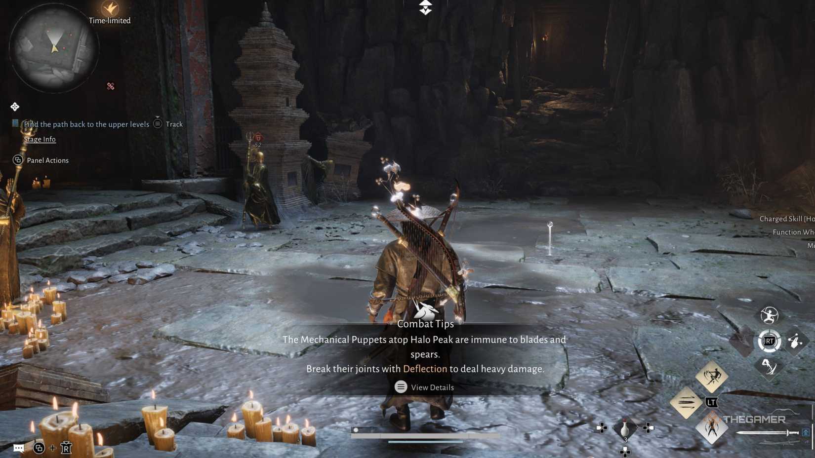 A prompt telling the player to deflect the puppets in where winds meet.