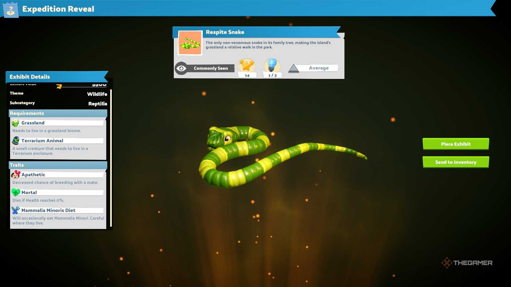 A Respite Snake in Two Point Museum Zooseum.