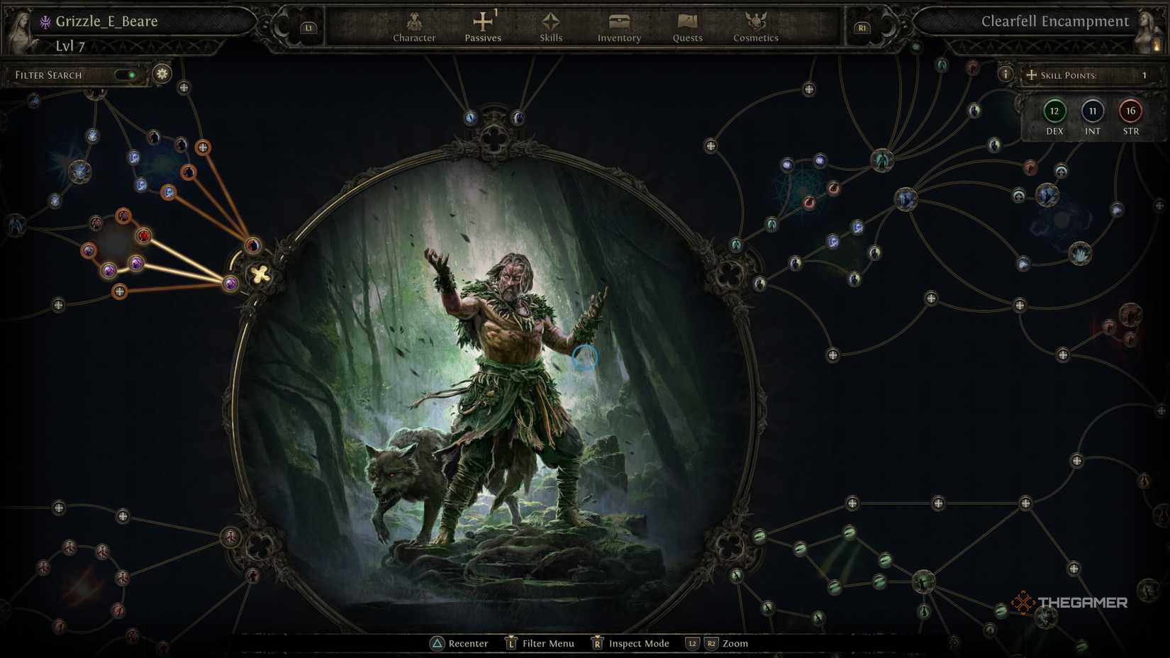 A wolf Druid's passive tree in Path of Exile 2.