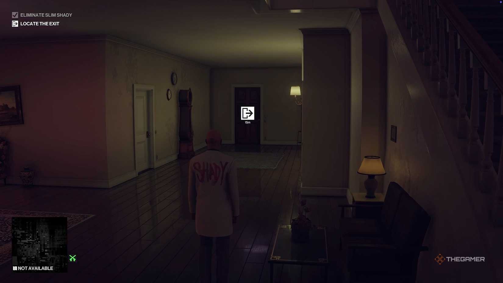 Agent 47 walking to a door in Hitman World of Assassination.