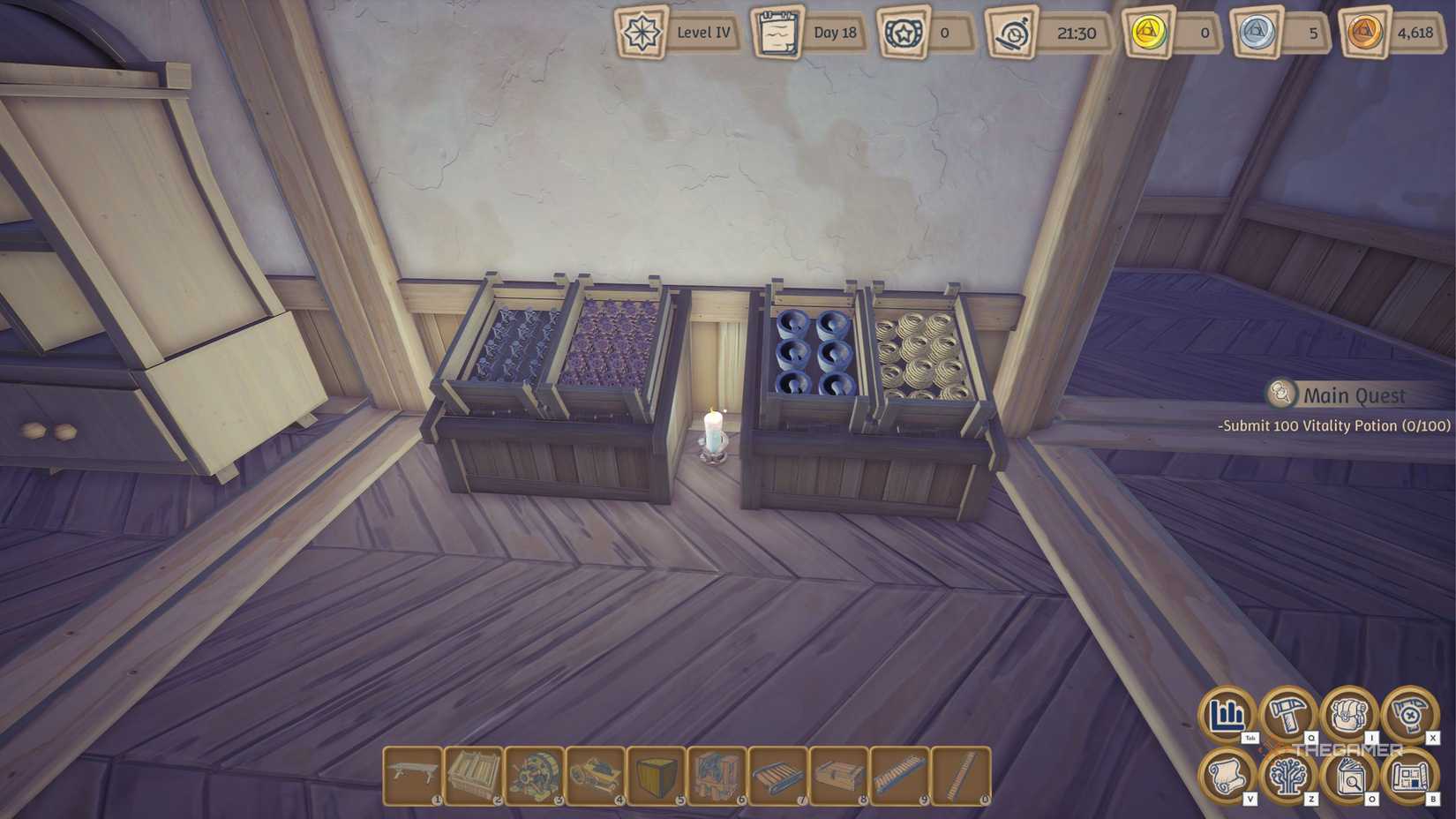 Alchemy Factory different selling items displayed on shelf.