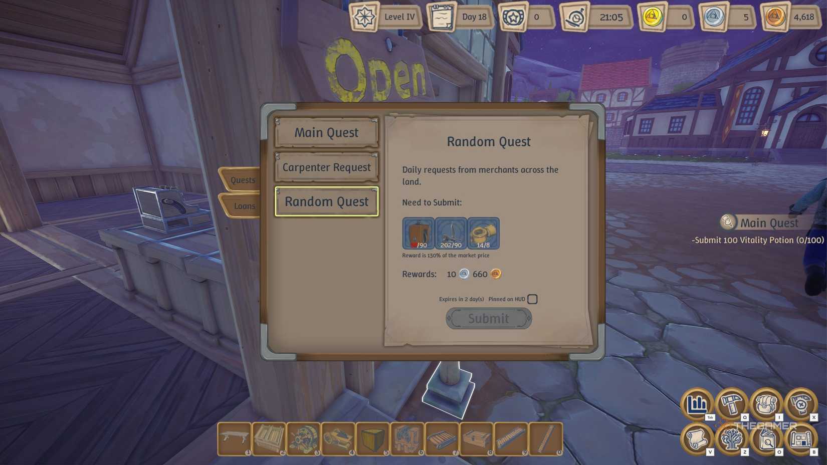 Alchemy Factory quest menu.