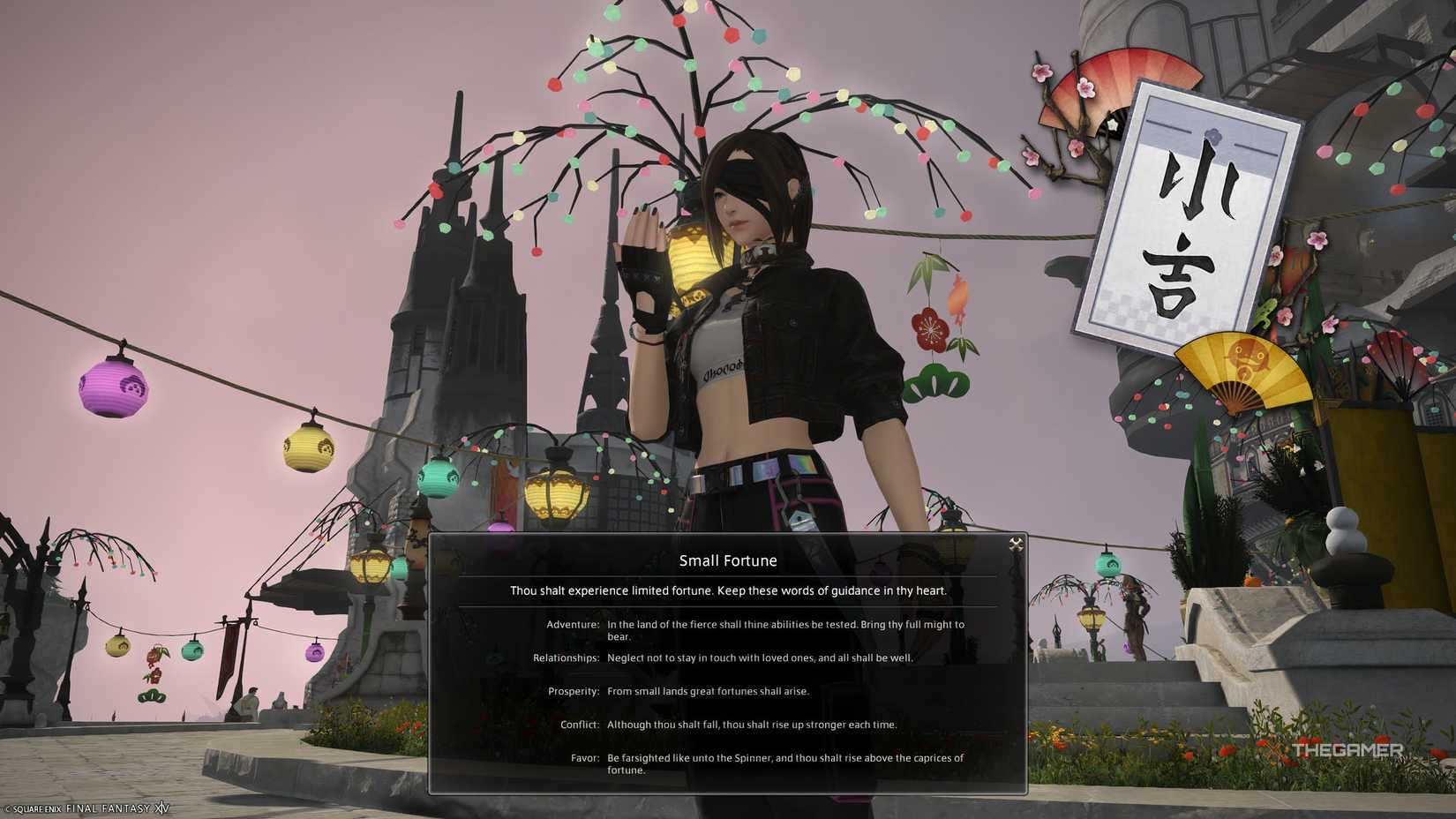 An omikuji fortune in Final Fantasy 14.