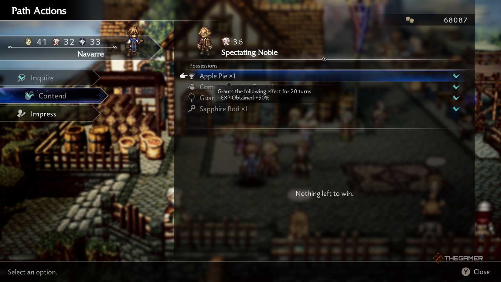Applie pie in Octopath Traveler 0.