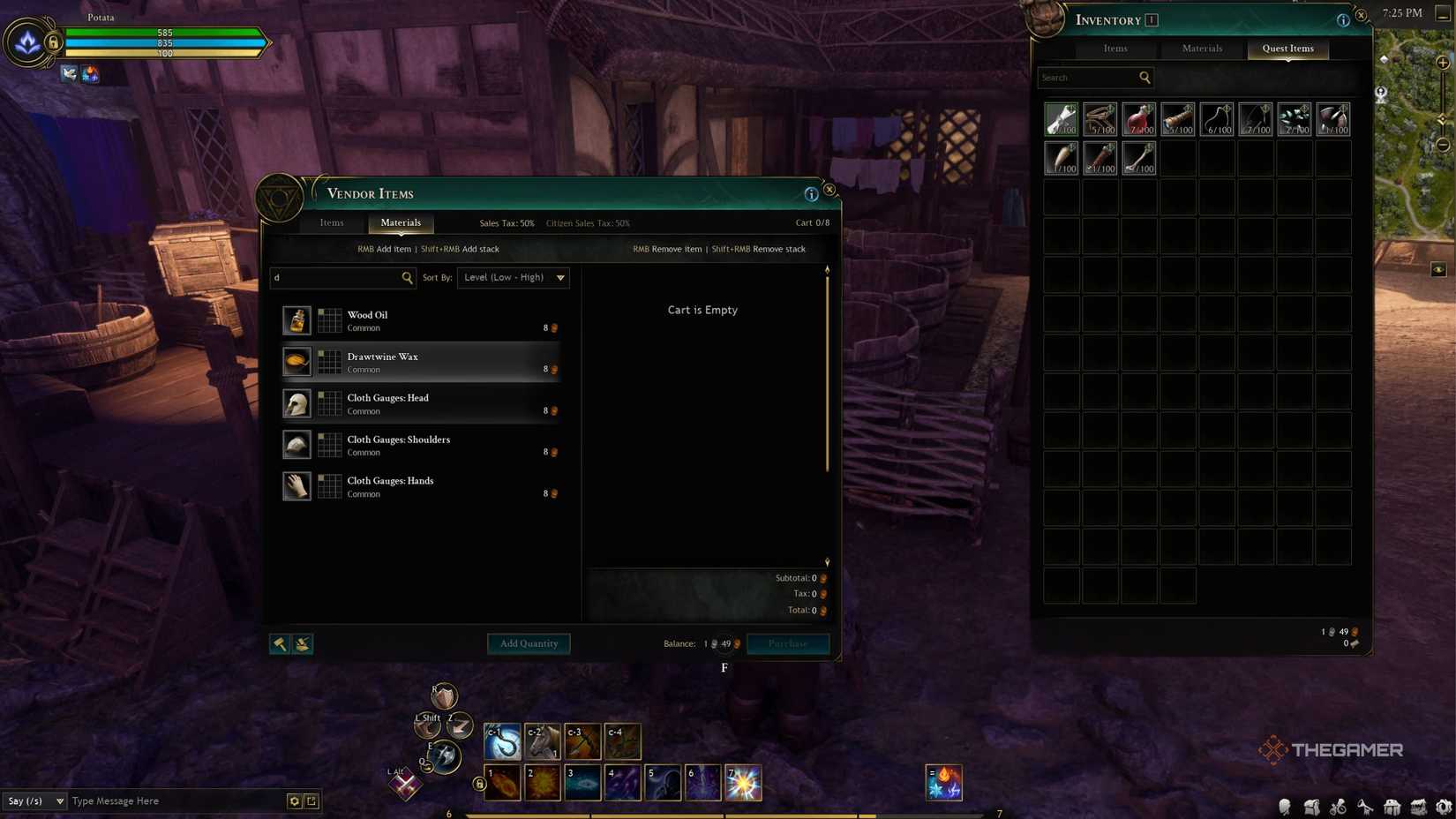 Ashes Of Creation buying Drawtwine Wax from vendor.