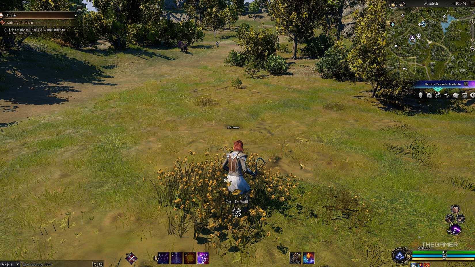 Ashes of Creation Cutting flowers in a field.