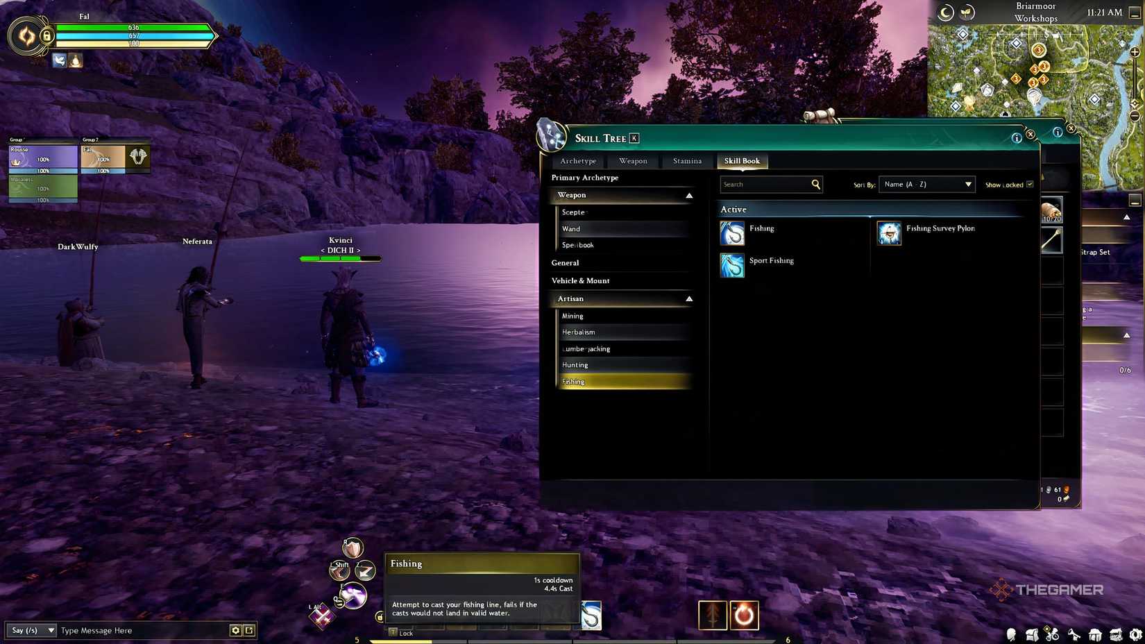 Ashes of Creation equipping fishing rod.