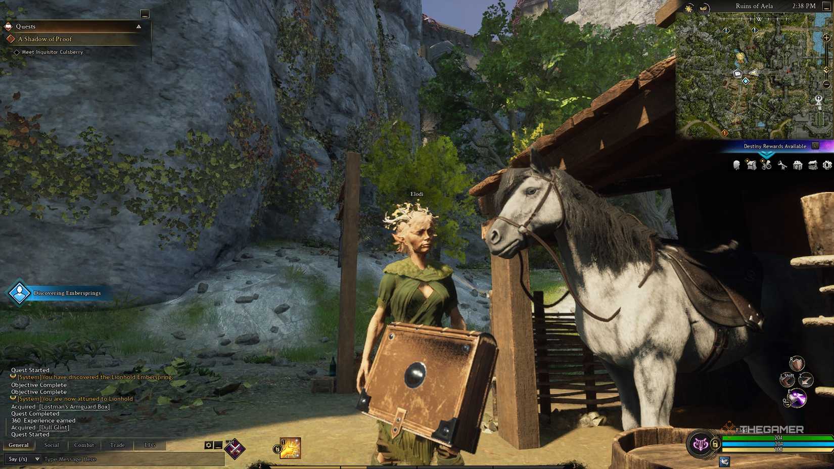 Ashes of Creation Standing next to a horse in the stables.