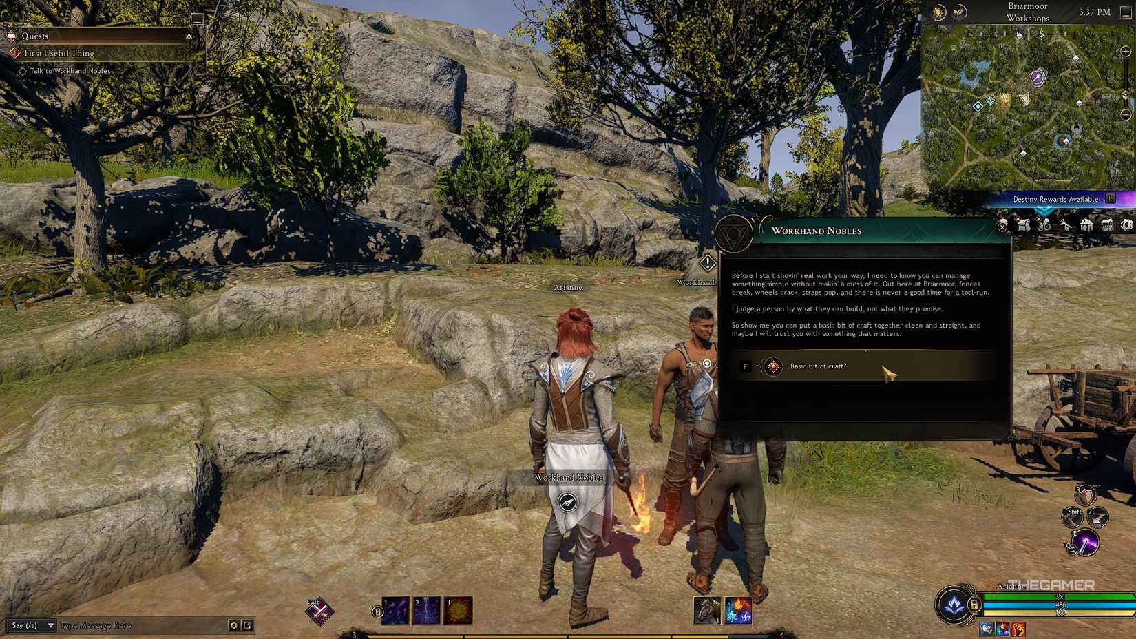 Ashes of Creation Talking to a craftsman at the farm.