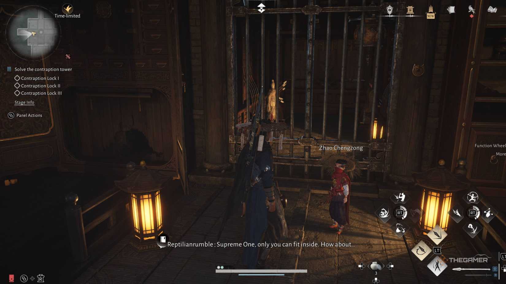 Asking zhao to climb through a hole in where winds meet.